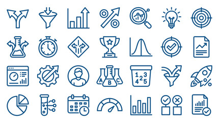Fototapeta premium Collection of blue business and finance icons representing growth strategy analysis data and success