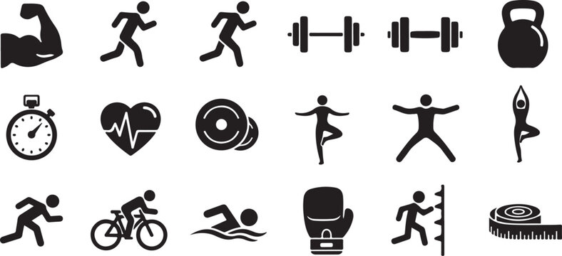 Fitness icons for healthy lifestyle and exercise routine