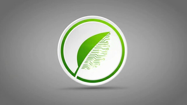 Green leaf logo on gray background.