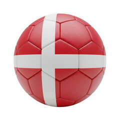 Fototapeta premium Soccer ball featuring the national flag of denmark with its iconic red color and white cross isolated on transparent background