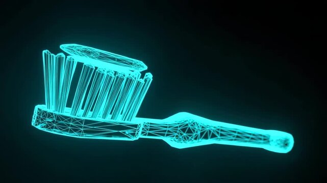 3d Rendered Teal-colored Toothbrush Floats Against Black Background Likely Intended For Dental Care Technology Demonstrations Digital Modeling Concepts