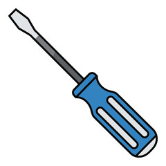Fototapeta premium Flathead screwdriver with blue handle and metal shaft tool icon