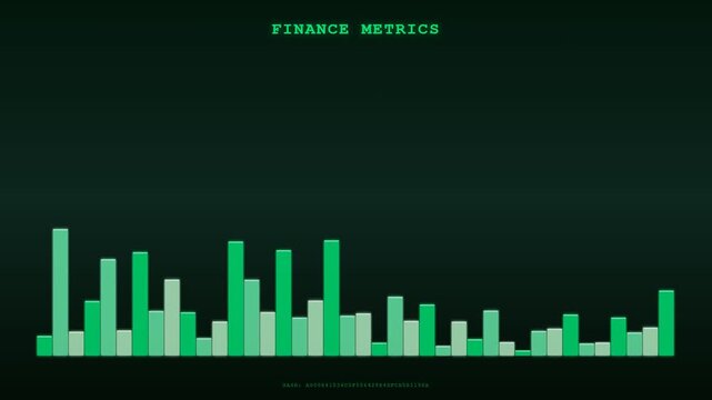 A dynamic digital blockchain finance ledger visualizing real time growth through evolving emerald green histograms that surge across a dark cinematic interface for professional analysis