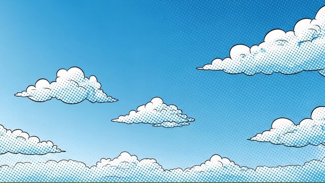 Bright blue sky with fluffy white clouds in a clear daytime scene suitable for backgrounds and outdoor themes