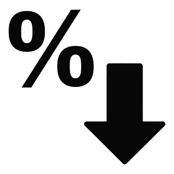 Percentage decrease symbol with downward arrow icon graphic element icon