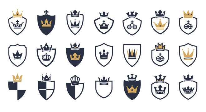 Collection of Royal Crests and Shields with Crowns 1.