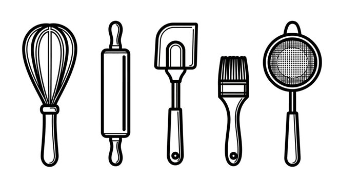Kitchen Cooking Utensils Tools Lineup.