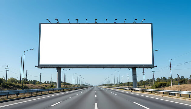&ldquo;Empty billboard on highway, blue sky background, realistic perspective, high resolution, advertising mockup&rdquo;