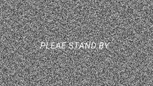 No Signal Broadcast Television Static with Please Stand By Text Glitch Loop 4k video animation seamless loop