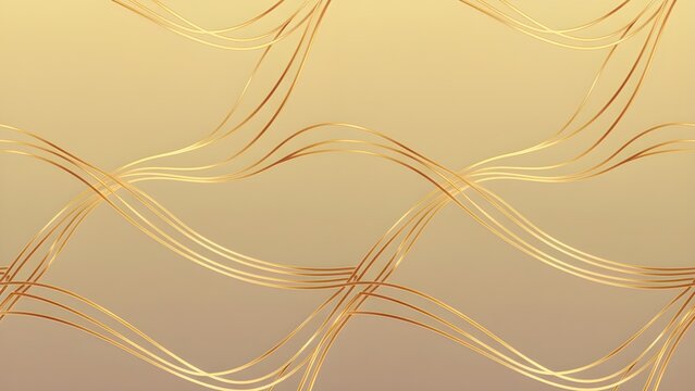 세련된 베이지 톤 광택배경위로 골드라인 이용한 추상적 아트라인Abstract art line using gold line on a sophisticated beige tone glossy background