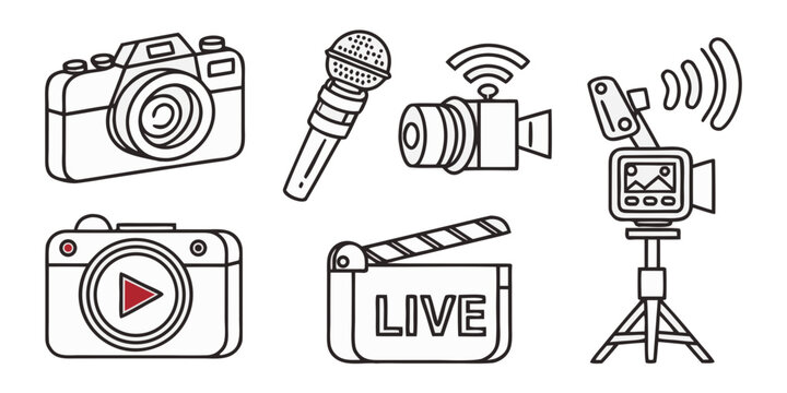 And camera microphone clapperboard live streaming line media