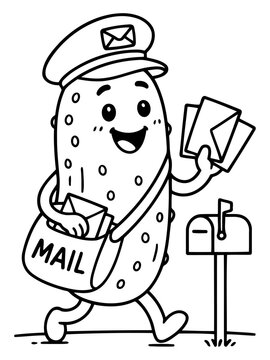 Whimsical Postman Illustration: A cheerful illustration of a cute, animated character delivering mail.