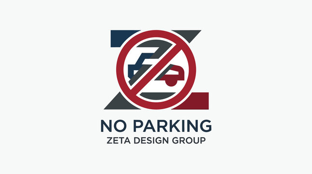 Zeta Design Group's modern no parking sign design featuring abstract car silhouettes and bold colors ideal for urban planning projects
