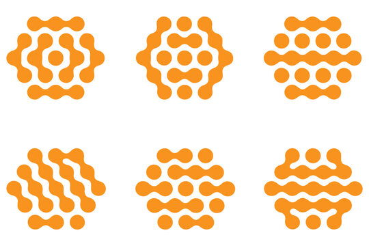 Connected liquid or nano dots pattern with vanishing effect. Disappearing organic amorphous shapes texture. Linked metaballs, molecules or cells transition background. Vector graphic illustration.
