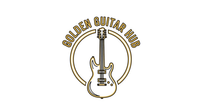 Golden Guitar Music Logo Design.