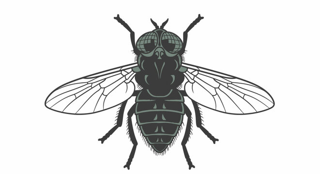 Detailed illustration of a black fly.