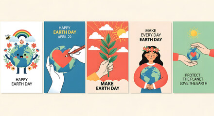 Obraz premium Set of Earth Day Awareness Posters Featuring Global Conservation and Environmental Love Themes