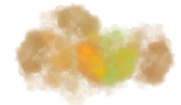 Abstract colorful clouds fluffy flow and smoke effect. Color smoke flow on transparent background, steam vapour, fog, clouds.