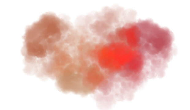 Abstract colorful clouds fluffy flow and smoke effect. Color smoke flow on transparent background, steam vapour, fog, clouds.