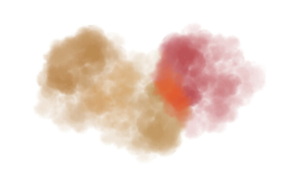 Abstract colorful clouds fluffy flow and smoke effect. Color smoke flow on transparent background, steam vapour, fog, clouds.