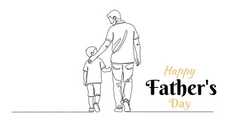 Obraz premium Father and son sketch with 'happy father's day' text