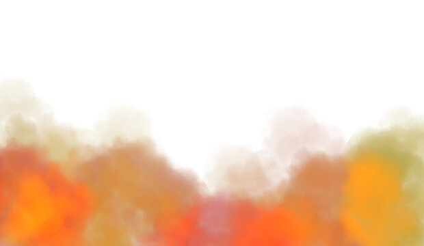 Abstract colorful clouds fluffy flow and smoke effect. Color smoke flow on transparent background, steam vapour, fog, clouds.