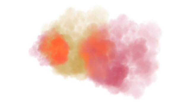 Abstract colorful clouds fluffy flow and smoke effect. Color smoke flow on transparent background, steam vapour, fog, clouds.