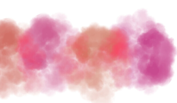 Abstract colorful clouds fluffy flow and smoke effect. Color smoke flow on transparent background, steam vapour, fog, clouds.