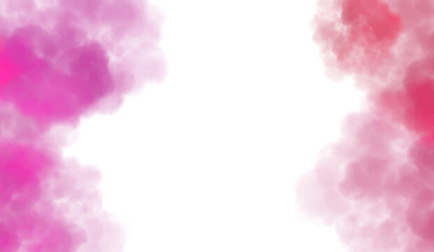 Abstract colorful clouds fluffy flow and smoke effect. Color smoke flow on transparent background, steam vapour, fog, clouds.