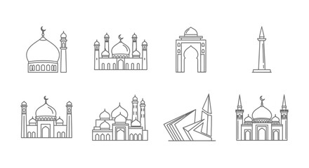 Fototapeta premium Architectural landmarks and monuments illustrations.