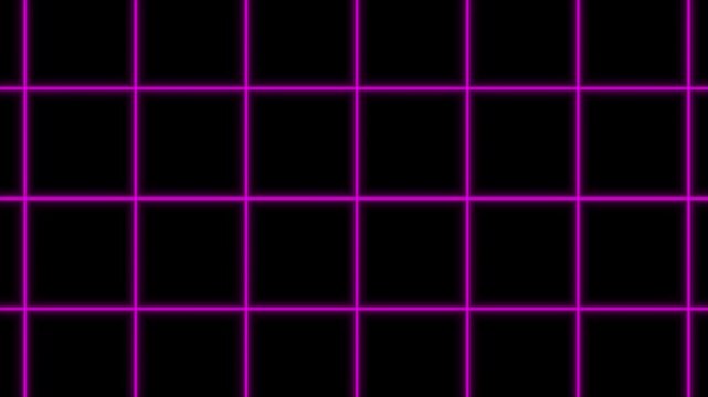 Seamless abstract grid animation with pink square pattern on black background, smooth upward gradient motion, minimal futuristic technology design for HUD and UI visuals