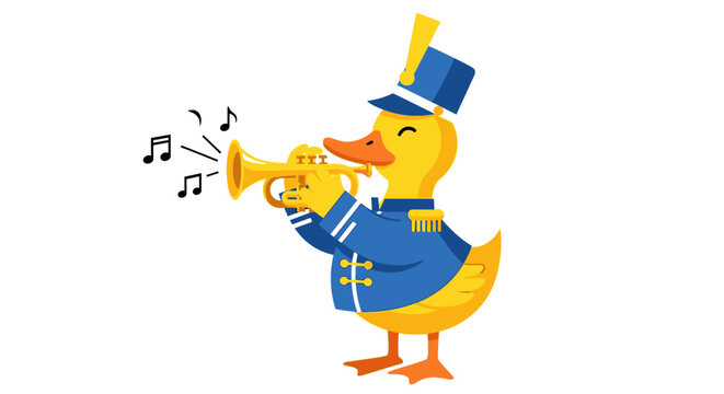 Yellow Duck Playing Trumpet Outfit.