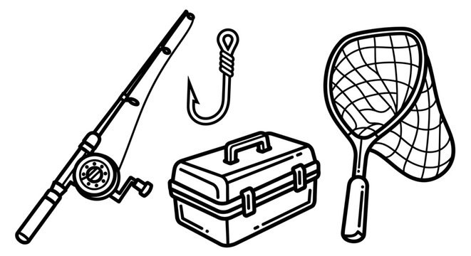Fishing gear and tackle box.