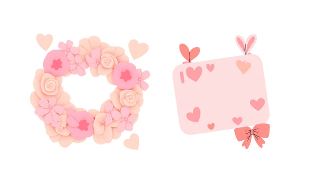 pink heart with pink flowers