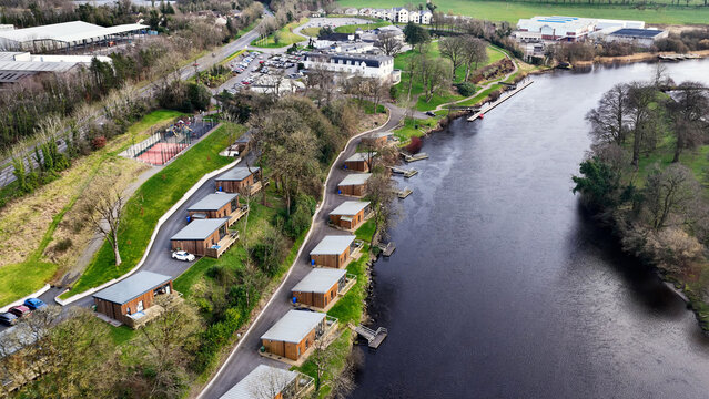 Aerial view of The Killyhevlin Lakeside Hotel and Lodges Co Fermanagh N Ireland 03-18-2026