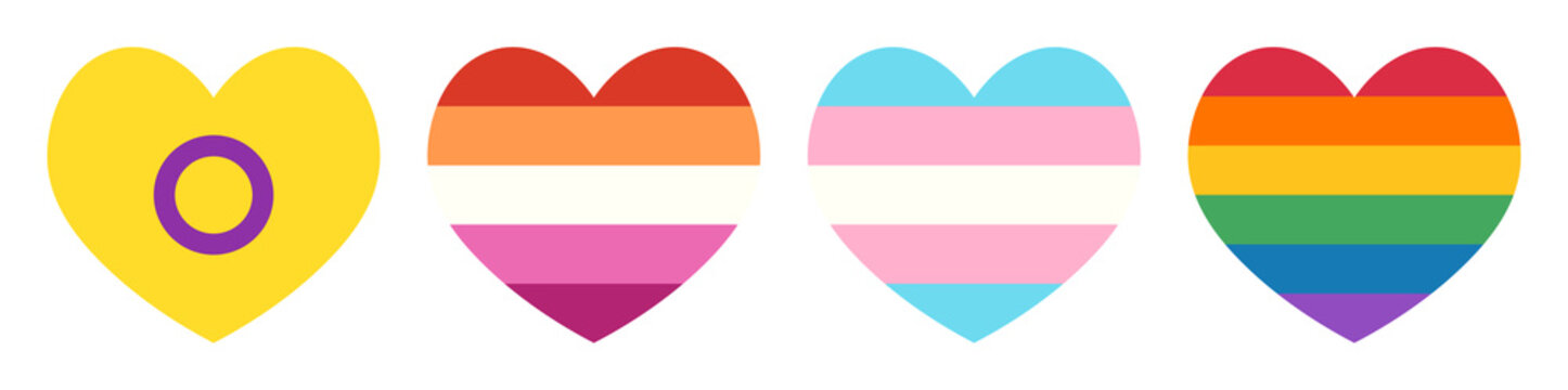 Colorful hearts represent diversity element set