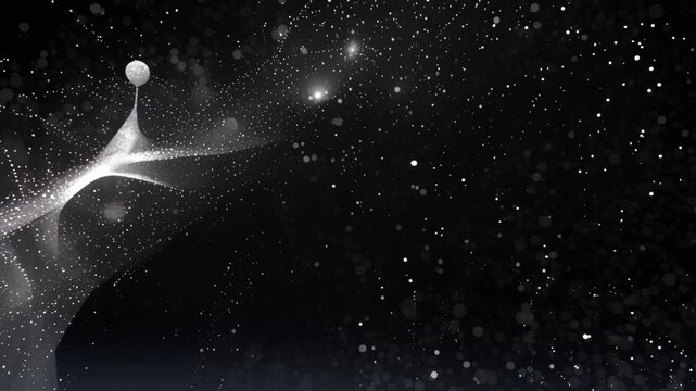 An abstract representation of space and celestial bodies. The image evokes a sense of wonder and cosmic beauty.