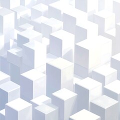 Obraz premium A 3D rendering of numerous white cubes of varying heights