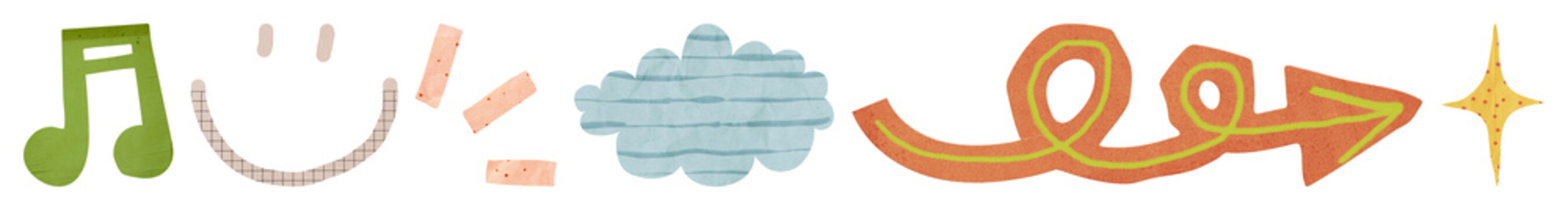 Colorful whimsical playful abstract design element set