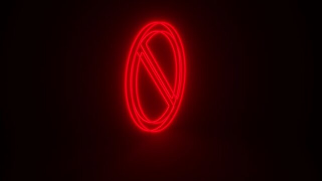 Not Approved Symbol Red Color Mark Glowing and Rotating on Black Background