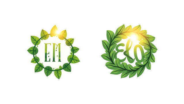 set of green eco symbols