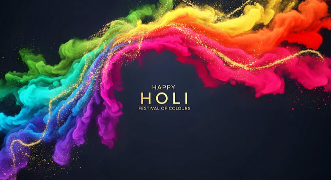 Happy Holi Festival of Colours &ndash; Luxury Abstract Gold Accent Design