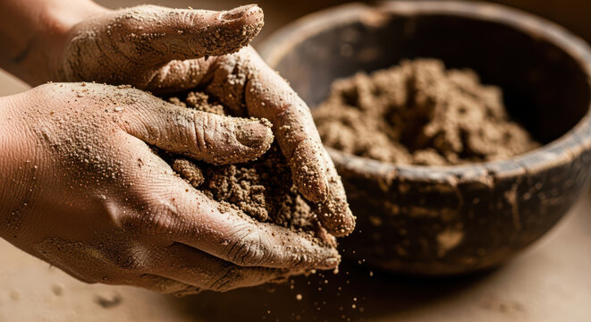 Hands Holding Soil A CloseUp of Earth and Texture.