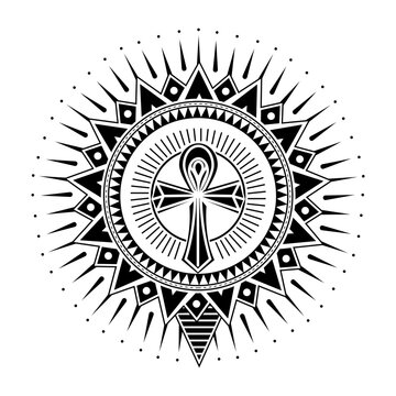 Filled style illustration showing egyptian ankh