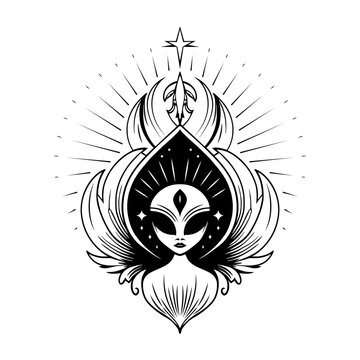 Glyph style illustration depicting space invader