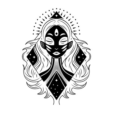 Filled style illustration showing invader