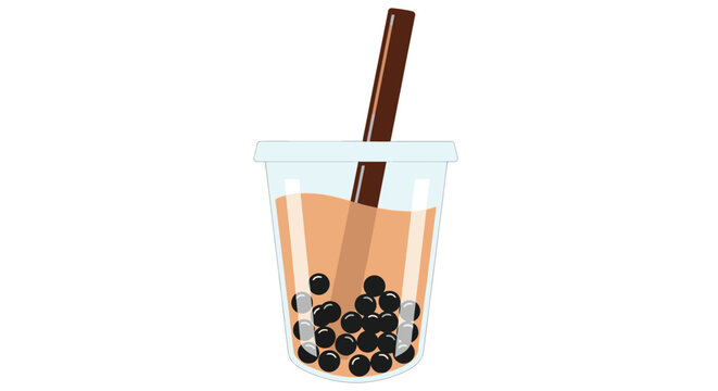 Boba tea with brown straw.