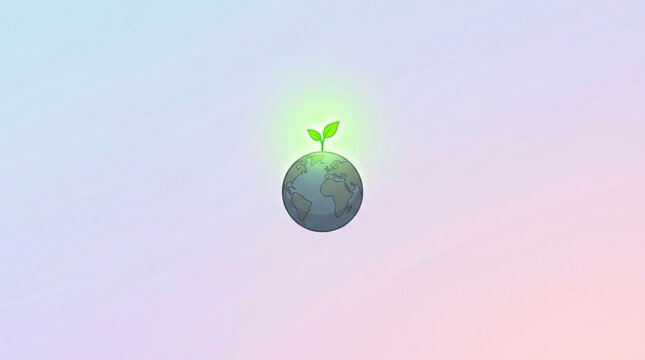 Small Plant Growing On Earth Drawing