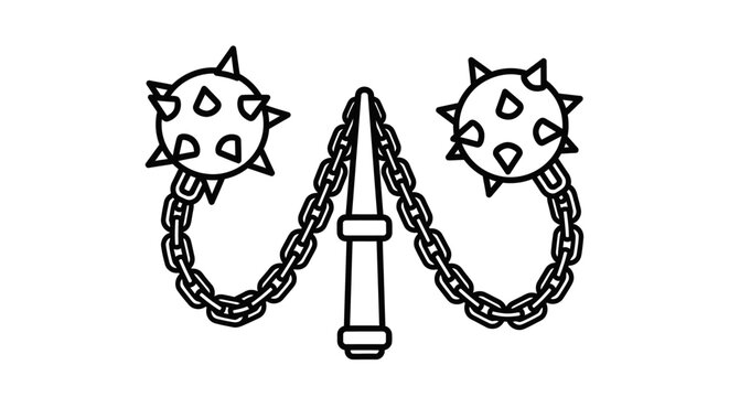 Flail weapon with spiked ball heads.