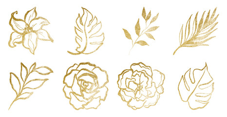 Elegant gold floral leaf designs element set © Rawpixel.com